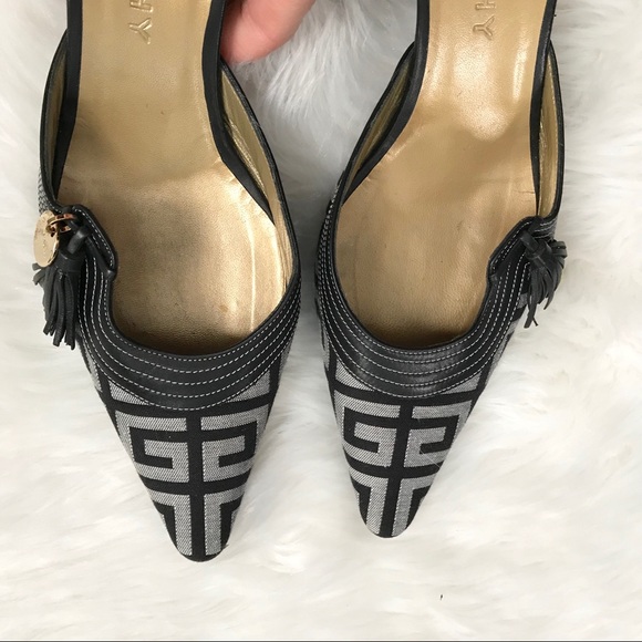 Givenchy Black Logo Signature Slides Kitten Heels - Picture 8 of 8